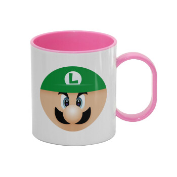 Luigi flat, Κούπα (πλαστική) (BPA-FREE) Polymer Ροζ για παιδιά, 330ml