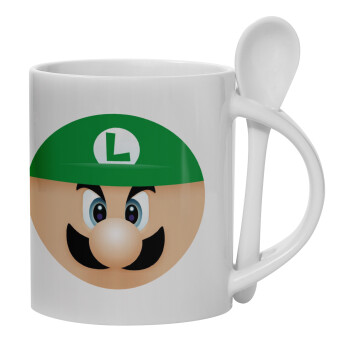 Luigi flat, Κούπα, κεραμική με κουταλάκι, 330ml (1 τεμάχιο)