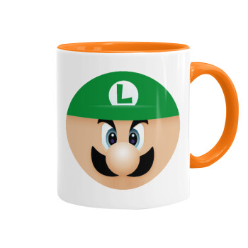 Luigi flat, Mug colored orange, ceramic, 330ml