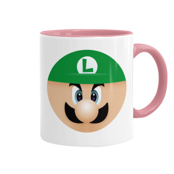 Luigi flat, Mug colored pink, ceramic, 330ml