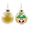 Transparent Christmas tree ball ornament with gold filling 8cm