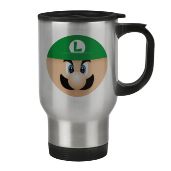 Luigi flat, Stainless steel travel mug with lid, double wall 450ml