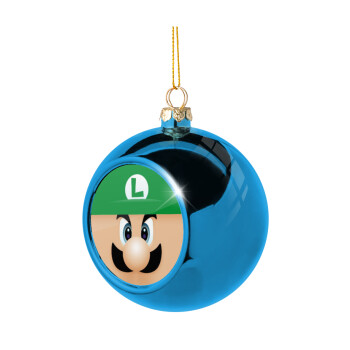 Luigi flat, Blue Christmas tree ball ornament 8cm