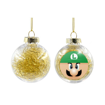 Luigi flat, Χριστουγεννιάτικη μπάλα δένδρου διάφανη με χρυσό γέμισμα 8cm