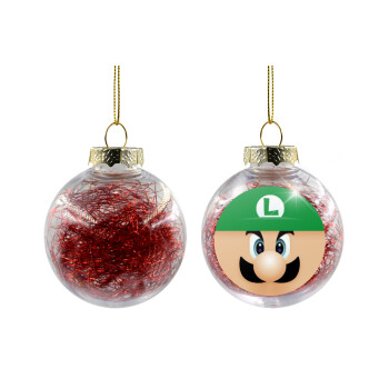 Luigi flat, Transparent Christmas tree ball ornament with red filling 8cm