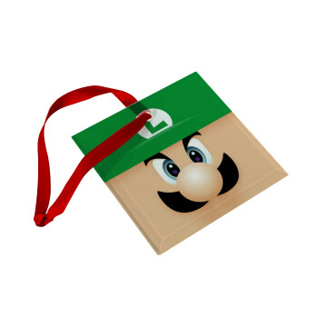 Luigi flat, Χριστουγεννιάτικο στολίδι γυάλινο τετράγωνο 9x9cm