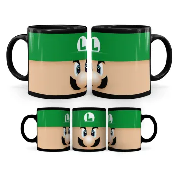 Luigi flat, Mug black, ceramic, 330ml