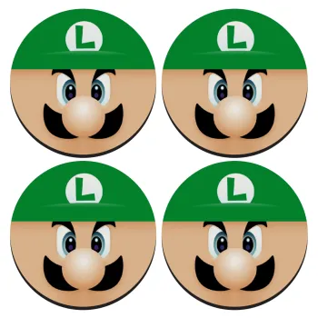 Luigi flat, SET of 4 round wooden coasters (9cm)