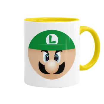 Luigi flat, Κούπα χρωματιστή κίτρινη, κεραμική, 330ml