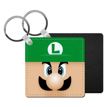 Luigi flat, Μπρελόκ Δερματίνη, τετράγωνο ΜΑΥΡΟ (5x5cm)