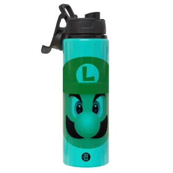 Luigi flat, Metallic water bottle with safety lid, 850ml aluminum