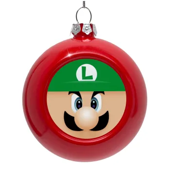 Luigi flat, Red Christmas tree ornament bauble 8cm