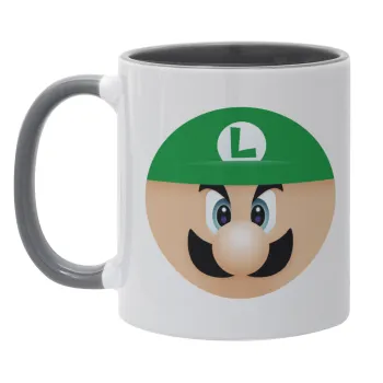 Luigi flat, Κούπα χρωματιστή γκρι, κεραμική, 330ml