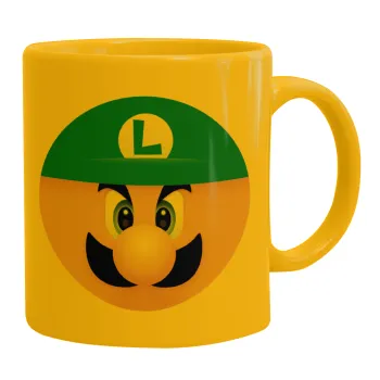 Luigi flat, Ceramic coffee mug yellow, 330ml