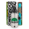 Easter Set, metallic silver aluminum water bottle (500ml) & scented flat Easter candle (30cm) (TURQUOISE)