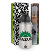Easter Set, metallic silver aluminum water bottle (500ml) & aromatic flat Easter candle (30cm) (GRAY)