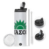 Travel Tumbler 2 Lids, with metal straw & cleaning brush (Stainless steel 304 Food grade, BPA free, 600ml)