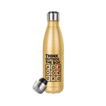 Think outside the BOX, Glitter gold stainless steel thermos bottle, double-walled, 500ml
