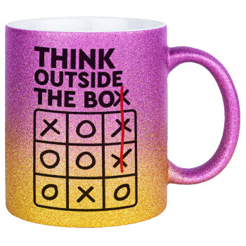 Think outside the BOX, Κούπα Χρυσή/Ροζ Glitter, κεραμική, 330ml