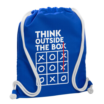Think outside the BOX, Τσάντα πλάτης πουγκί GYMBAG Μπλε, με τσέπη (40x48cm) & χονδρά κορδόνια