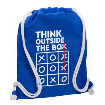 Think outside the BOX, Backpack pouch GYMBAG Blue, with pocket (40x48cm) & thick cords