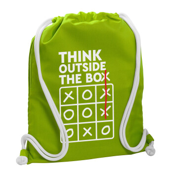Think outside the BOX, Τσάντα πλάτης πουγκί GYMBAG LIME GREEN, με τσέπη (40x48cm) & χονδρά κορδόνια