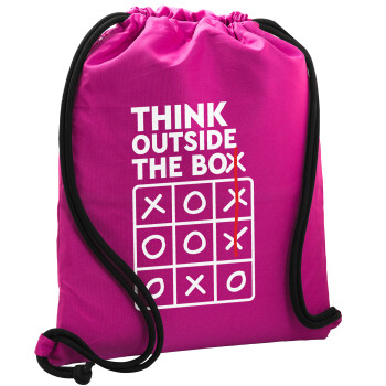 Think outside the BOX, Τσάντα πλάτης πουγκί GYMBAG Φούξια, με τσέπη (40x48cm) & χονδρά κορδόνια