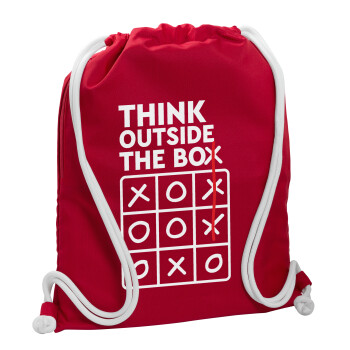 Think outside the BOX, Τσάντα πλάτης πουγκί GYMBAG Κόκκινη, με τσέπη (40x48cm) & χονδρά κορδόνια