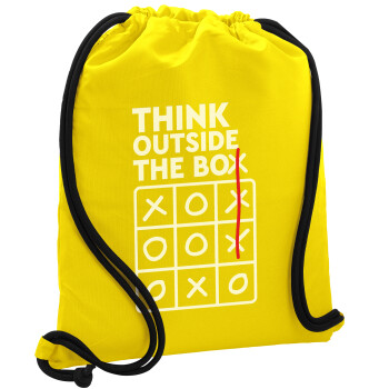 Think outside the BOX, Τσάντα πλάτης πουγκί GYMBAG Κίτρινη, με τσέπη (40x48cm) & χονδρά κορδόνια