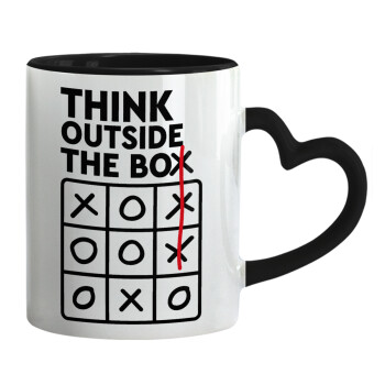 Think outside the BOX, Mug heart black handle, ceramic, 330ml
