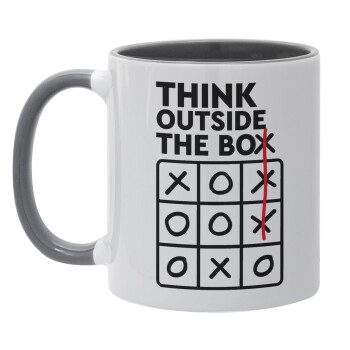 Think outside the BOX, Κούπα χρωματιστή γκρι, κεραμική, 330ml