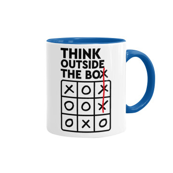 Think outside the BOX, Mug colored blue, ceramic, 330ml