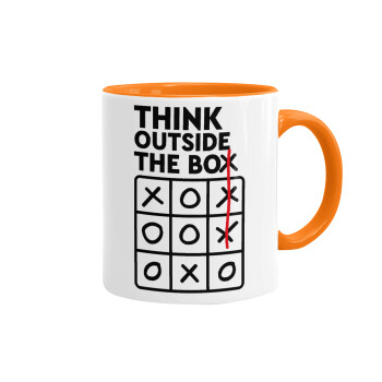 Think outside the BOX, Mug colored orange, ceramic, 330ml