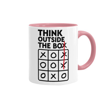Think outside the BOX, Mug colored pink, ceramic, 330ml