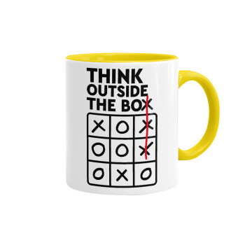 Think outside the BOX, Mug colored yellow, ceramic, 330ml