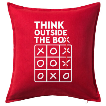 Think outside the BOX, Μαξιλάρι καναπέ Κόκκινο 100% βαμβάκι, περιέχεται το γέμισμα (50x50cm)