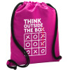 Backpack pouch GYMBAG Fuchsia, with pocket (40x48cm) & thick cords