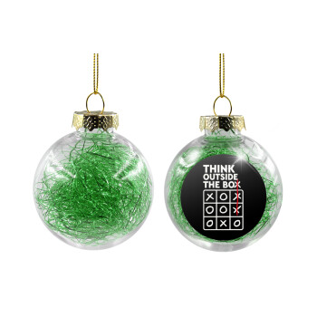 Think outside the BOX, Χριστουγεννιάτικη μπάλα δένδρου διάφανη με πράσινο γέμισμα 8cm