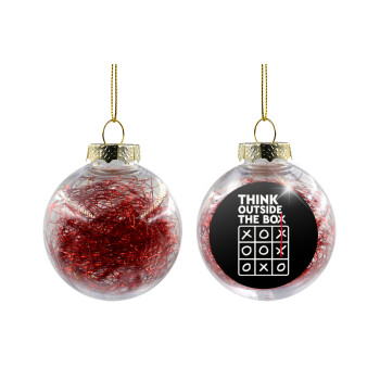 Think outside the BOX, Χριστουγεννιάτικη μπάλα δένδρου διάφανη με κόκκινο γέμισμα 8cm