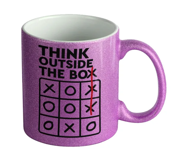 Think outside the BOX — Κούπα Μωβ Glitter που γυαλίζει, κεραμική, 330ml