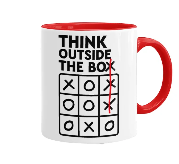 Think outside the BOX — Κούπα χρωματιστή κόκκινη, κεραμική, 330ml
