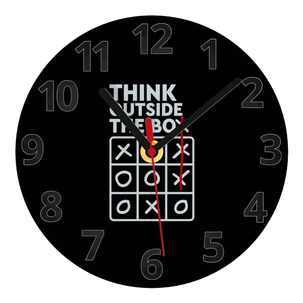 Think outside the BOX — Glass wall clock (20cm)