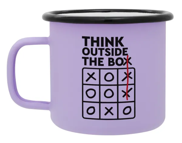 Think outside the BOX — Metal enamel mug, matte light pastel purple, 360ml