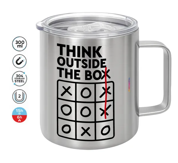 Think outside the BOX — Double-walled stainless steel mug 300ml with temperature-retaining lid