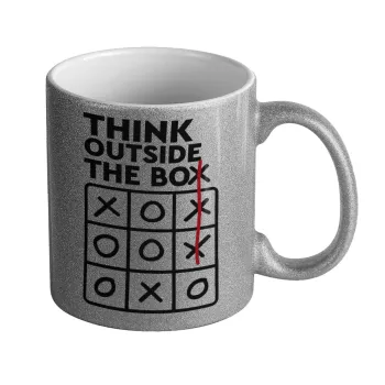 Think outside the BOX, Κούπα Ασημένια Glitter που γυαλίζει, κεραμική, 330ml