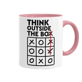 Think outside the BOX, Κούπα χρωματιστή ροζ, κεραμική, 330ml
