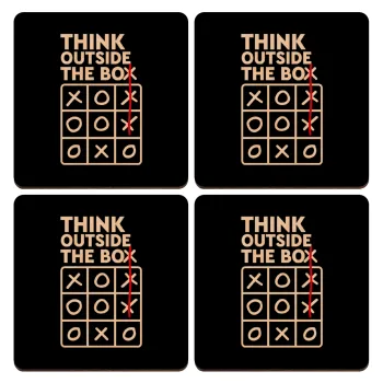 Think outside the BOX, ΣΕΤ x4 Σουβέρ ξύλινα τετράγωνα plywood (9cm)
