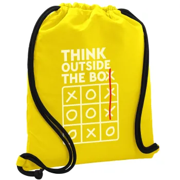Think outside the BOX, Backpack pouch GYMBAG Yellow, with pocket (40x48cm) & thick cords