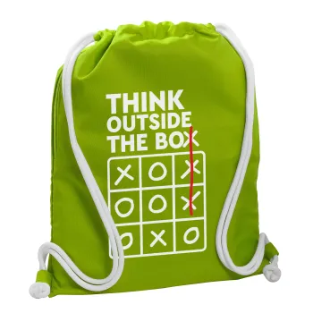 Think outside the BOX, Τσάντα πλάτης πουγκί GYMBAG LIME GREEN, με τσέπη (40x48cm) & χονδρά κορδόνια