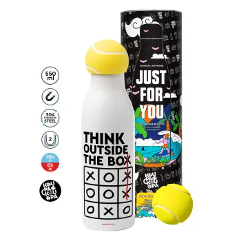 Think outside the BOX, Μπάλα τένις μεταλλικό παγούρι θερμός, διπλού τοιχώματος, 550ml
